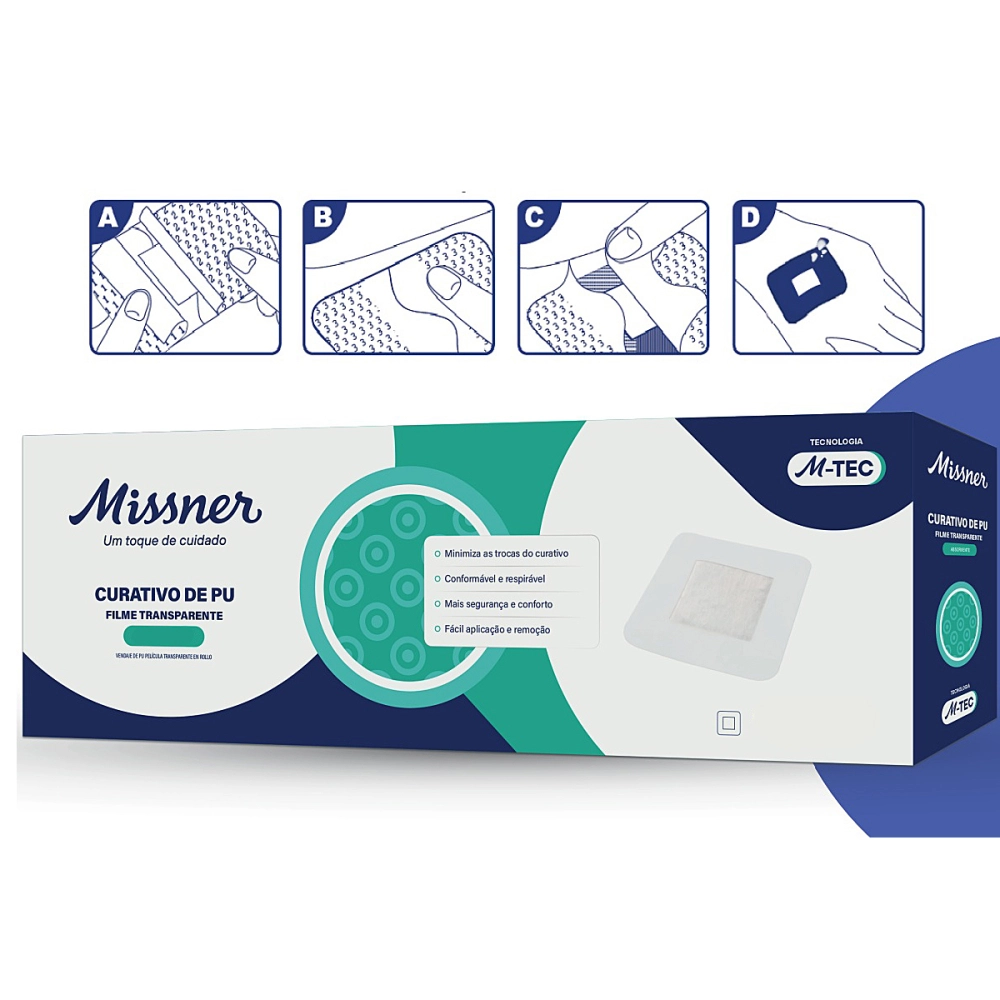 Curativo Filme De PU Poliuretano Espuma Absorvente Hipoalergênico M-TEC 10 x 10 cm Missner