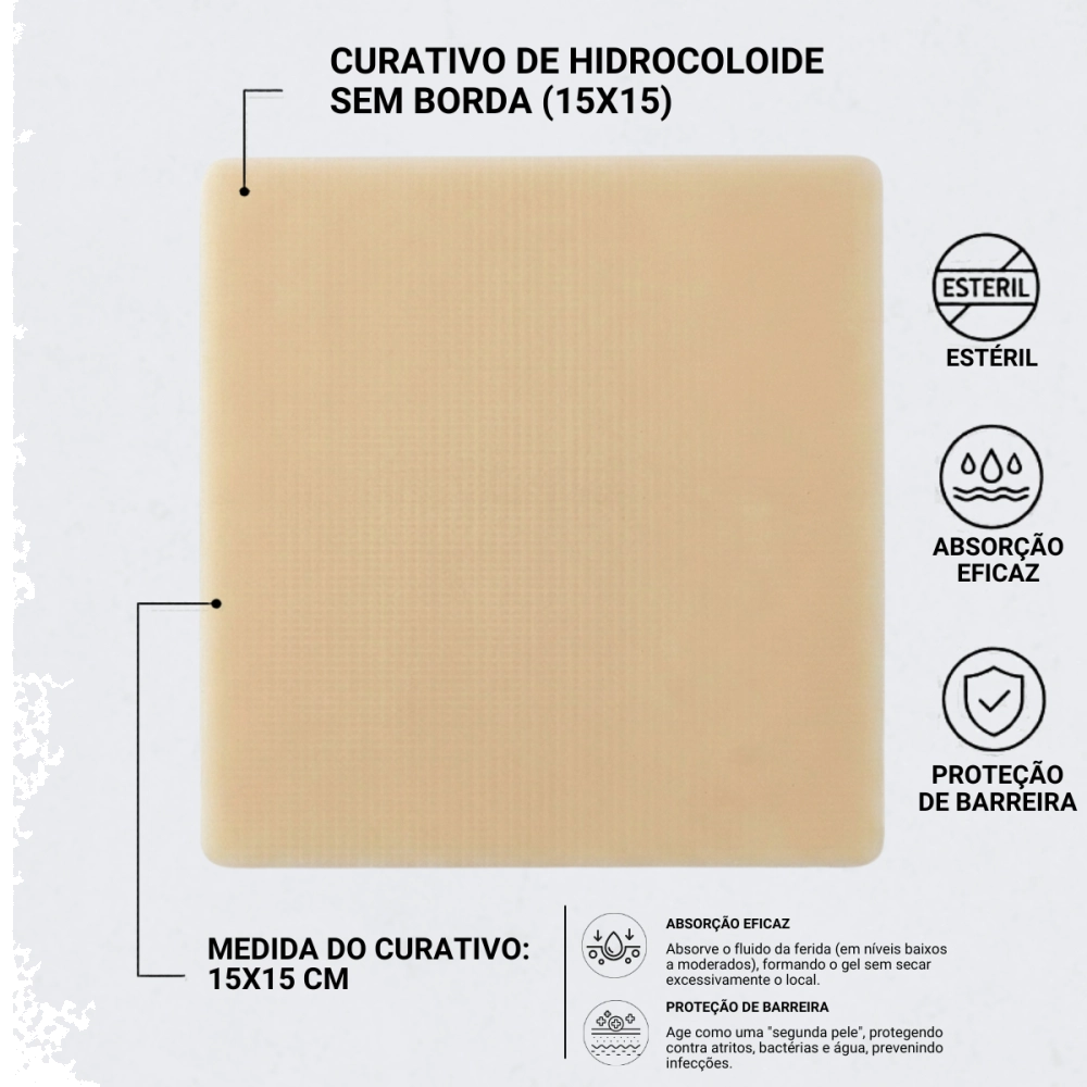 Curativo Hidrocolóide Extra Fino 0,5 15cmx15cm Vitamedical