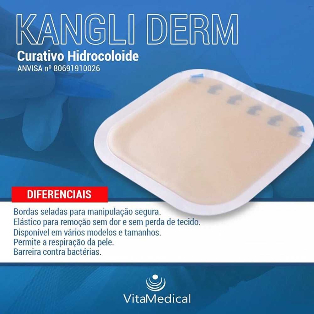 Curativo Hidrocolóide Kangli Derm Para Escara Lesão De Pele Ulcera De Pressão Queimadura Com Ou Sem Borda Alta Qualidade