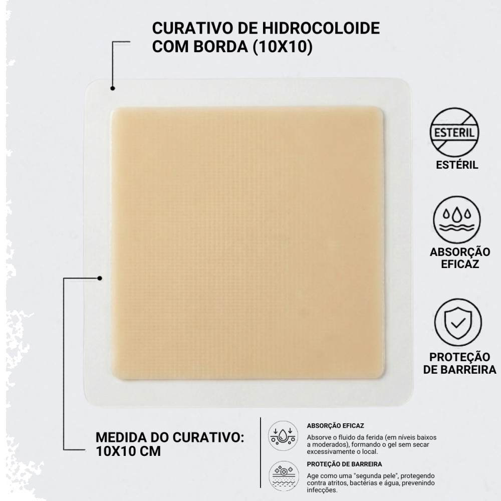 Curativo Hidrocolóide 10cmx10cm Com Borda VitaMedical