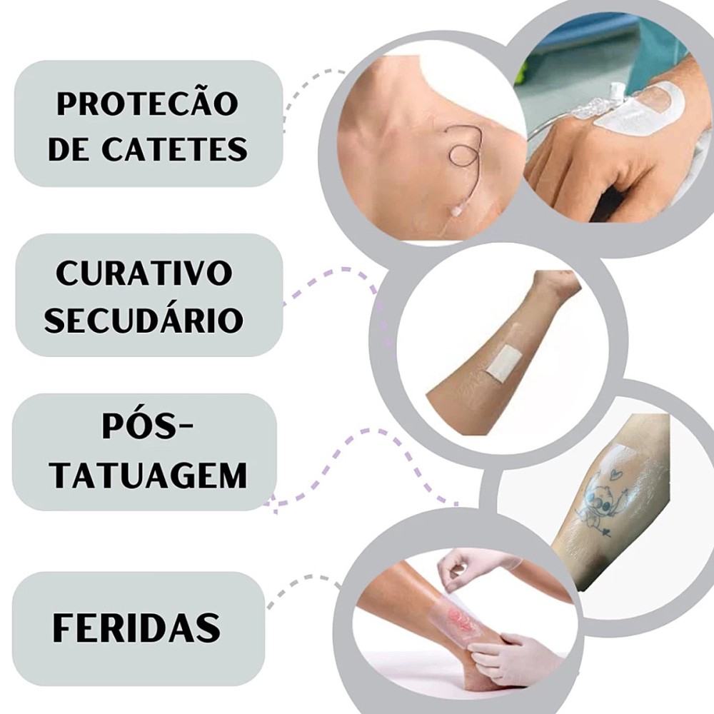 Curativo Placa Filme Adesivo Transparente Sem Fenestra Facil Remoçao Para Cateter Tatuagem Kangli Film 10 x 12 CM Vita Medical