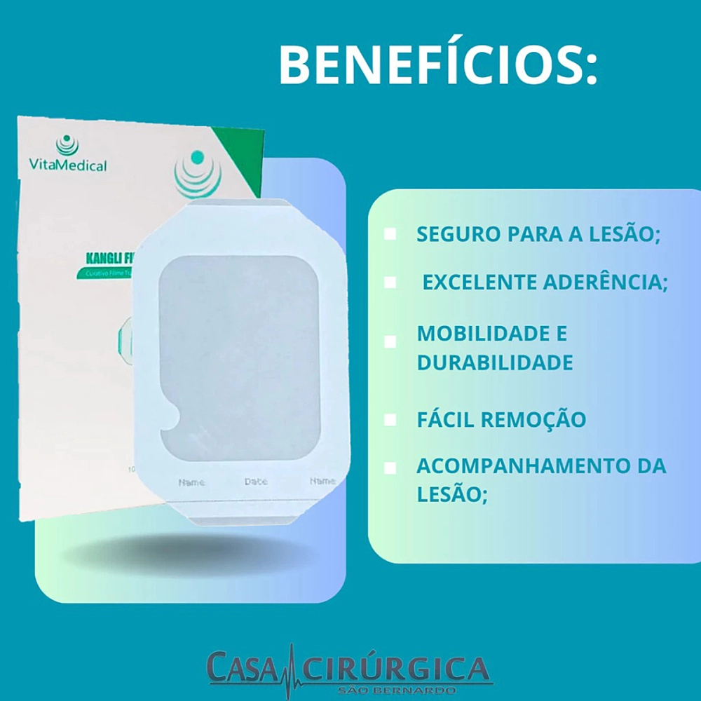 Curativo Placa Filme Adesivo Transparente Sem Fenestra Facil Remoçao Para Cateter Tatuagem Kangli Film 10 x 12 CM Vita Medical