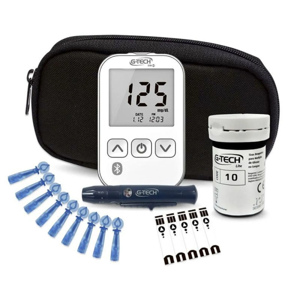 Medidor De Glicose G-tech Lite Smart Com Bluetooth 