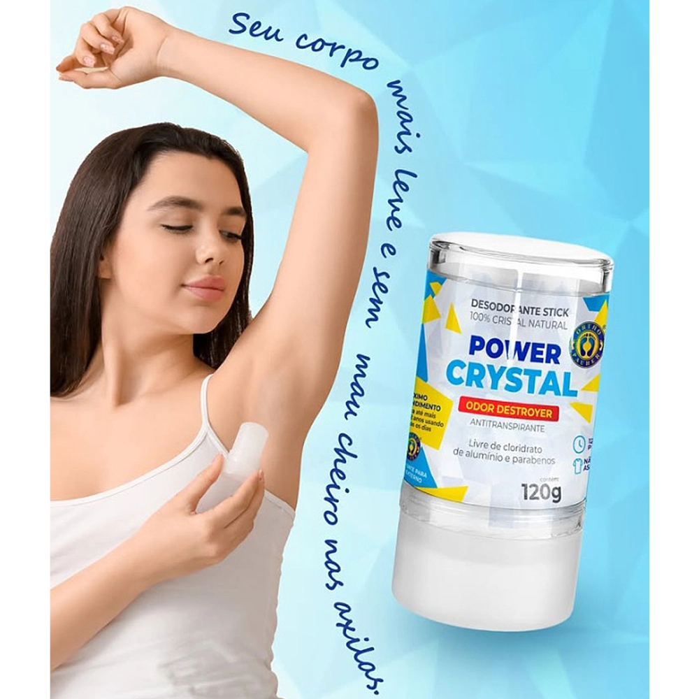 Desodorante antitranspirante Natural Pedra Sem Alumínio Stick 100% Power Cristal Ortho Pauher 120g