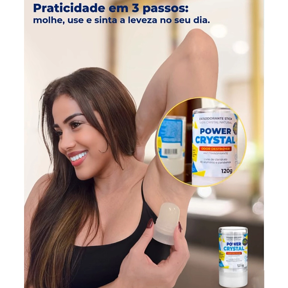 Desodorante antitranspirante Natural Pedra Sem Alumínio Stick 100% Power Cristal Ortho Pauher 120g