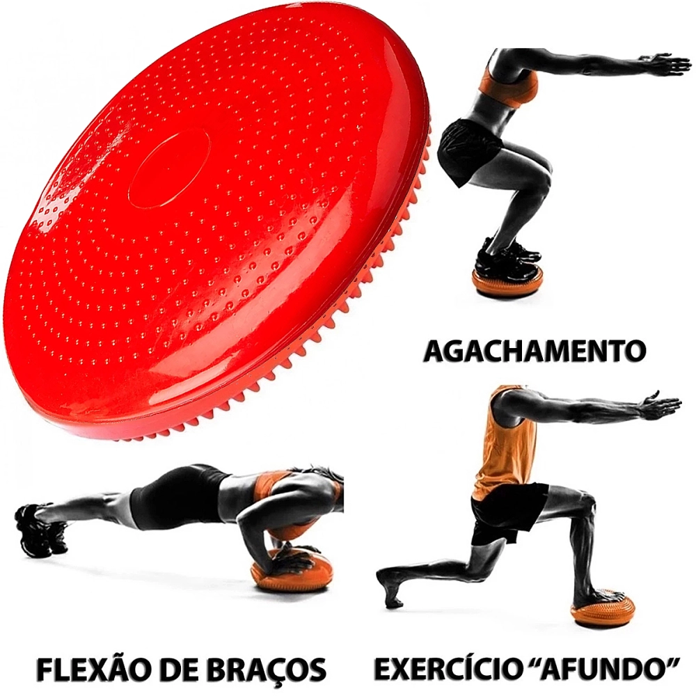 Disco de Equilíbrio Inflável 33 cm Pilates Yoga Exercícios Com Bomba de Ar ALUX