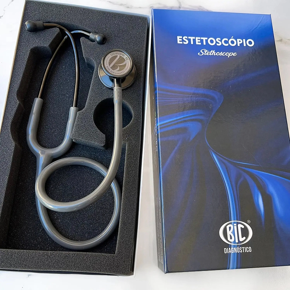 Estetoscopio Duplo Adulto Pediatrico Aço Inox BIC Eternity Diagnostico Garantia 5 Anos Azul Marinho