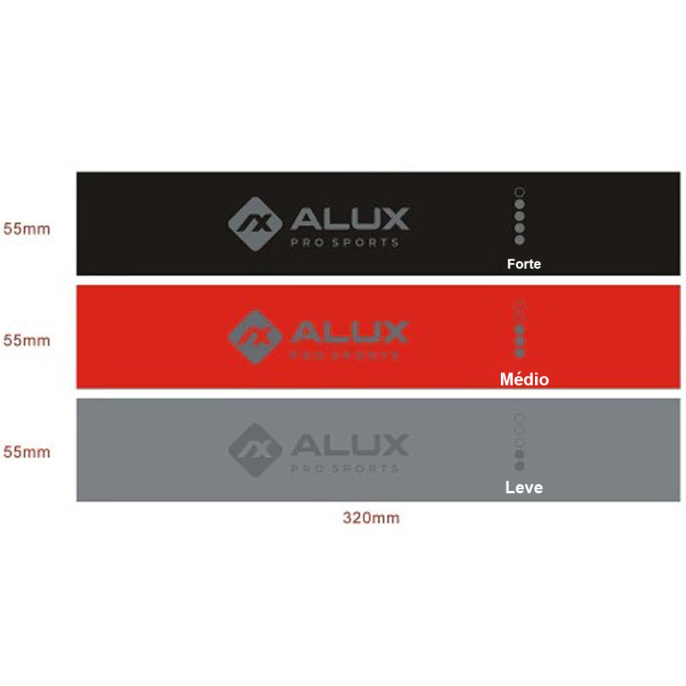 Faixa Elastica De Resistencia Em Tecido Para Atividades Fisicas Kit Com 3 Unidades Intensidades Leve Media Forte Hip Band Alux