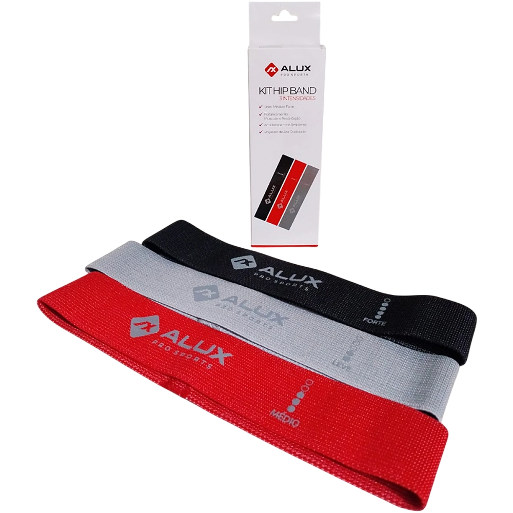 Faixa Elastica De Resistencia Em Tecido Para Atividades Fisicas Kit Com 3 Unidades Intensidades Leve Media Forte Hip Band Alux