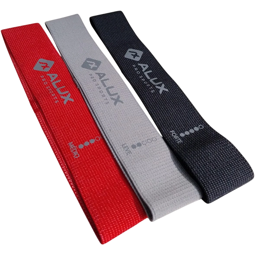 Faixa Elastica De Resistencia Em Tecido Para Atividades Fisicas Kit Com 3 Unidades Intensidades Leve Media Forte Hip Band Alux