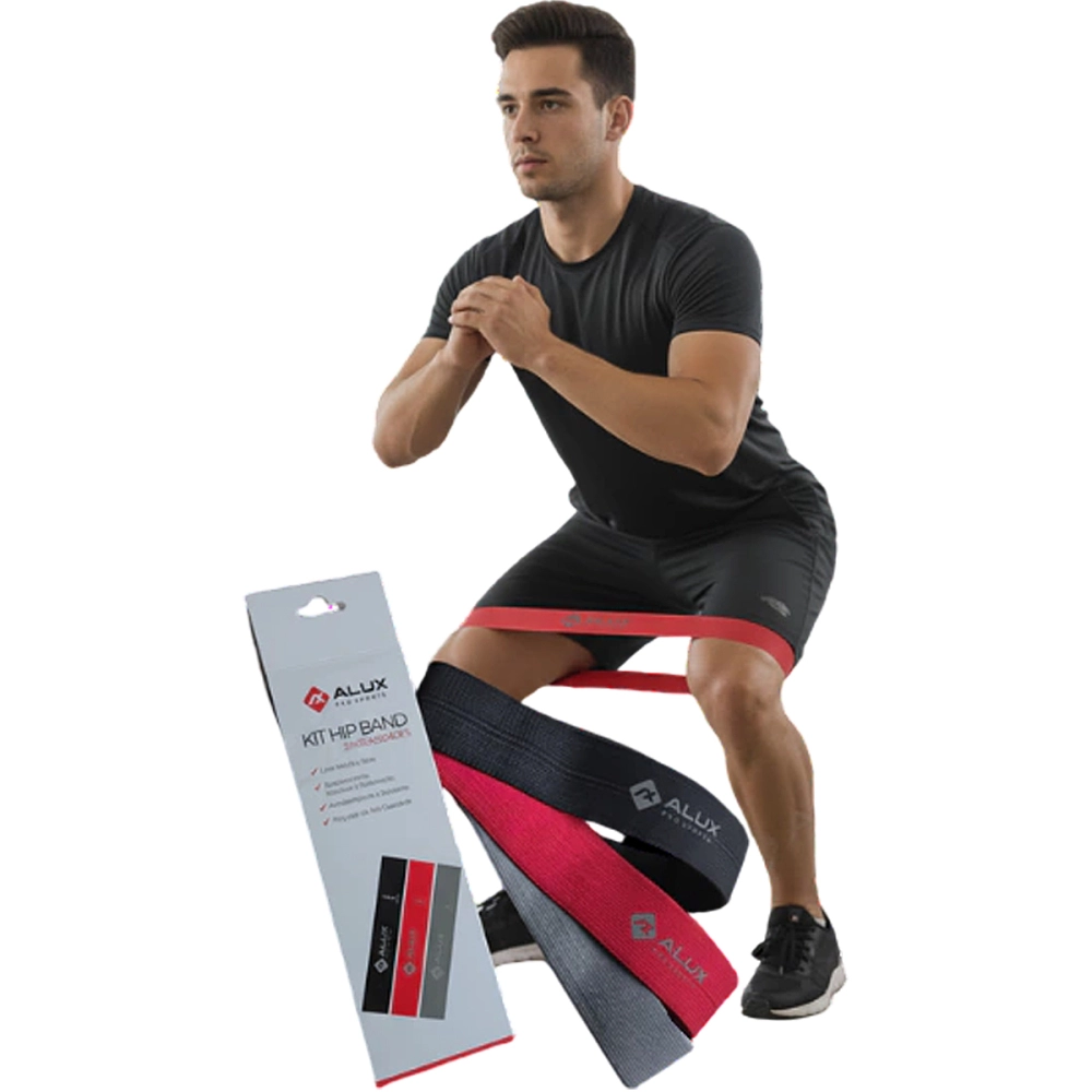 Faixa Elastica De Resistencia Em Tecido Para Atividades Fisicas Kit Com 3 Unidades Intensidades Leve Media Forte Hip Band Alux