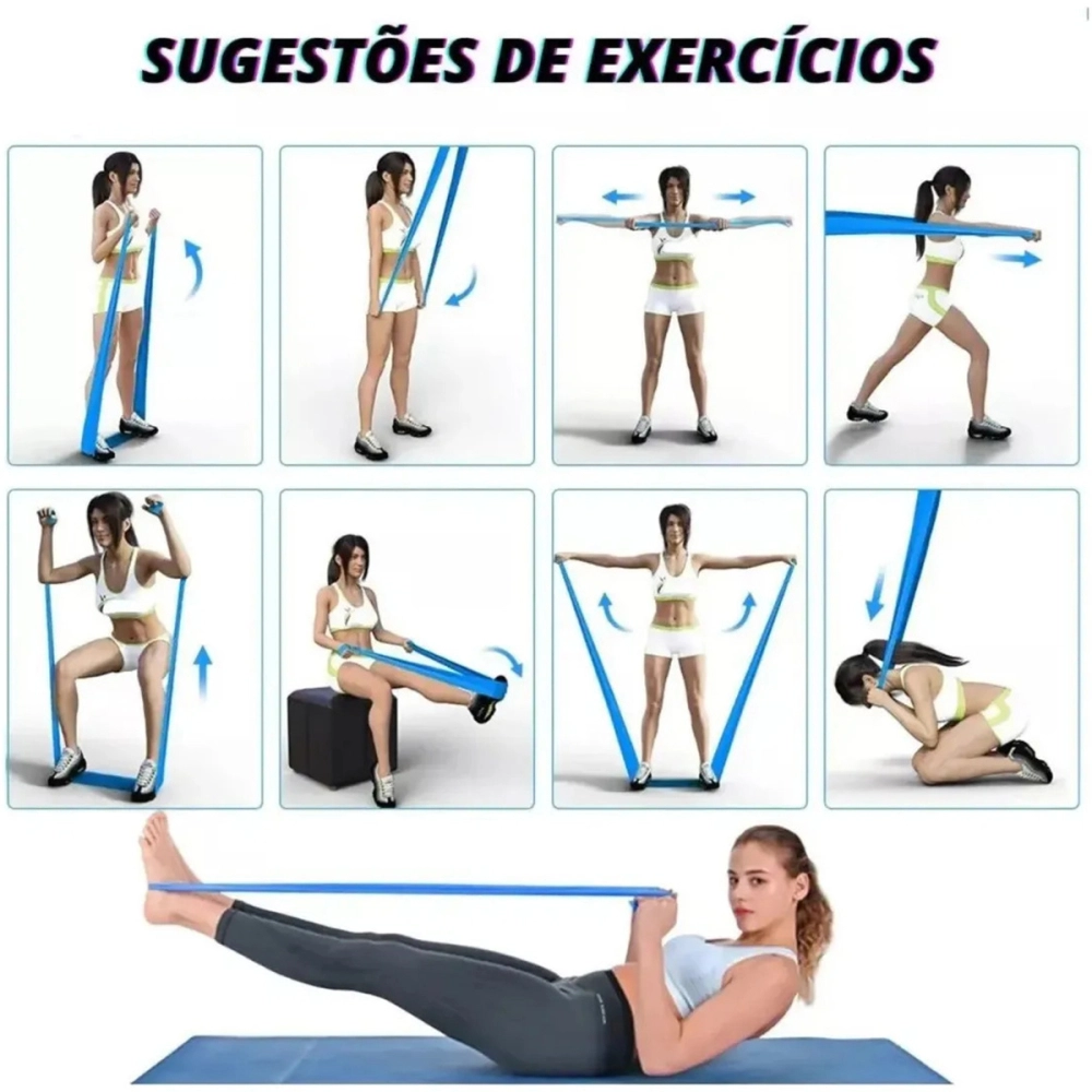 Faixa Elástica Fitness Para Exercícios Yoga Fisioterapia Elástico Funcional Treinamento Extensor ALUX PRO SPORTS  