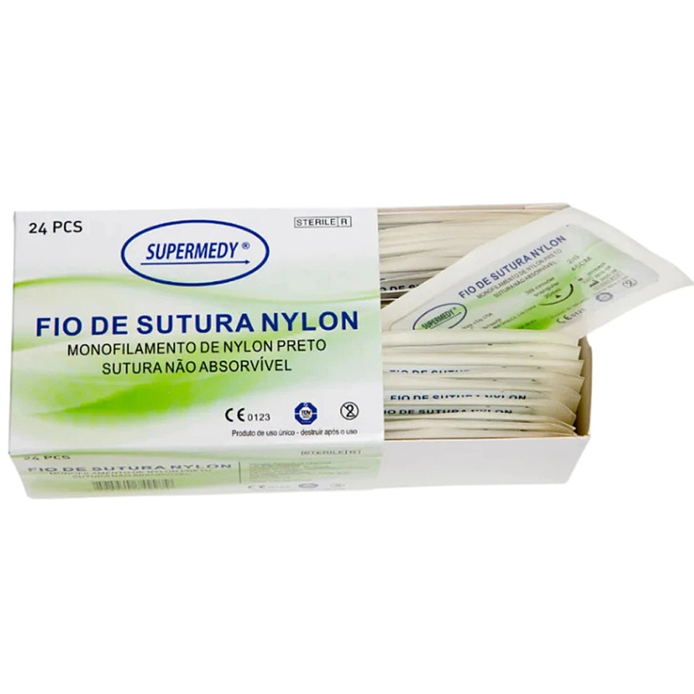 Fio de Sutura Nylon Preto Com Agulha Treinamento De Suturacão