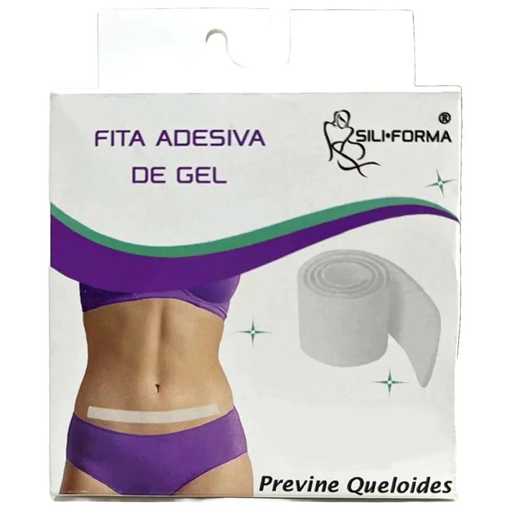 FITA ADESIVA SILICONE EM GEL PARA QUELOIDE CICATRIZ BARIATRICA ABDOMINOPLASTIA 45 x 3 CM SILIFORMA  