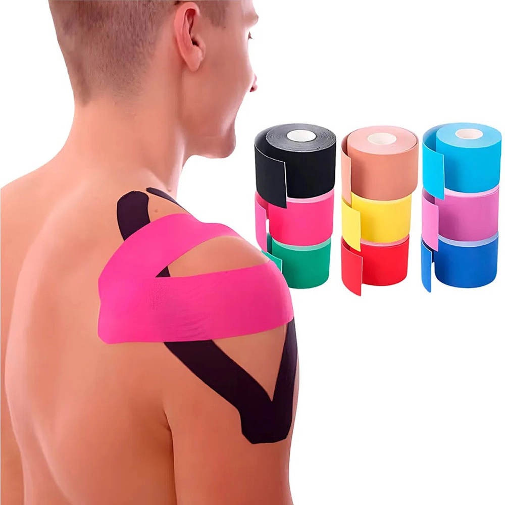 Fita Kinesio Fita Bandagem Elástica Adesiva Suporte Muscular Estabilização Articular Recuperação Física Flexível Respirável Resistência Ao Suor Conforto Pele Uso Esportivo e Reabilitação Terapêutica 5 M x 5 Cm Sports Tape