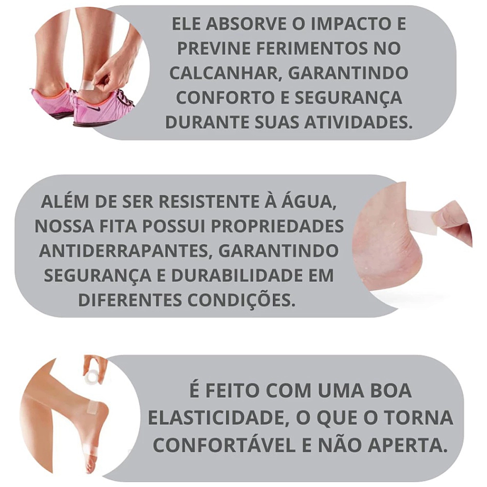 Fita Protetora Discreta Para Os Pes Calcanhar Transparente Respiravel Flexivel 25MM x 3M Missner