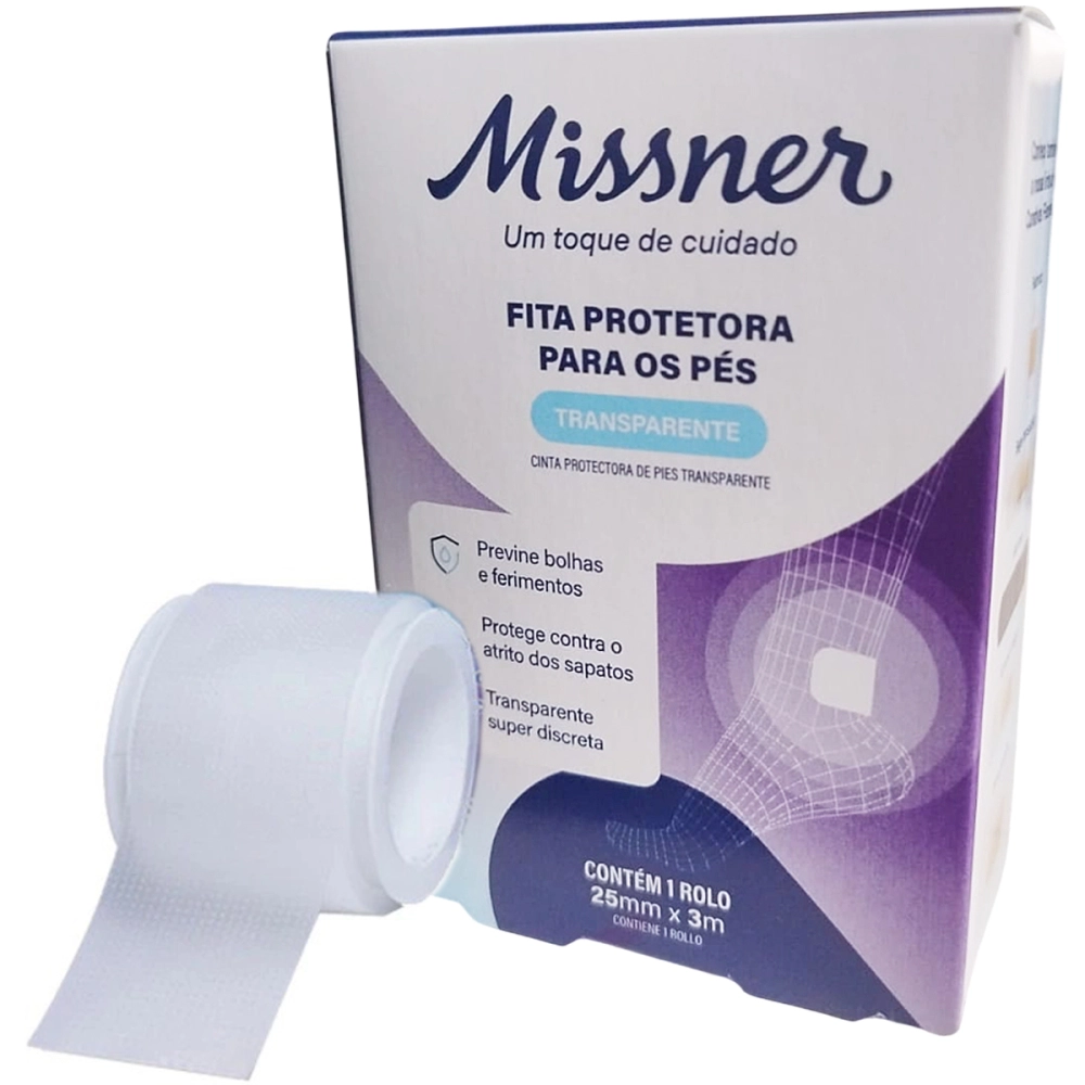 Fita Protetora Discreta Para Os Pes Calcanhar Transparente Respiravel Flexivel 25MM x 3M Missner