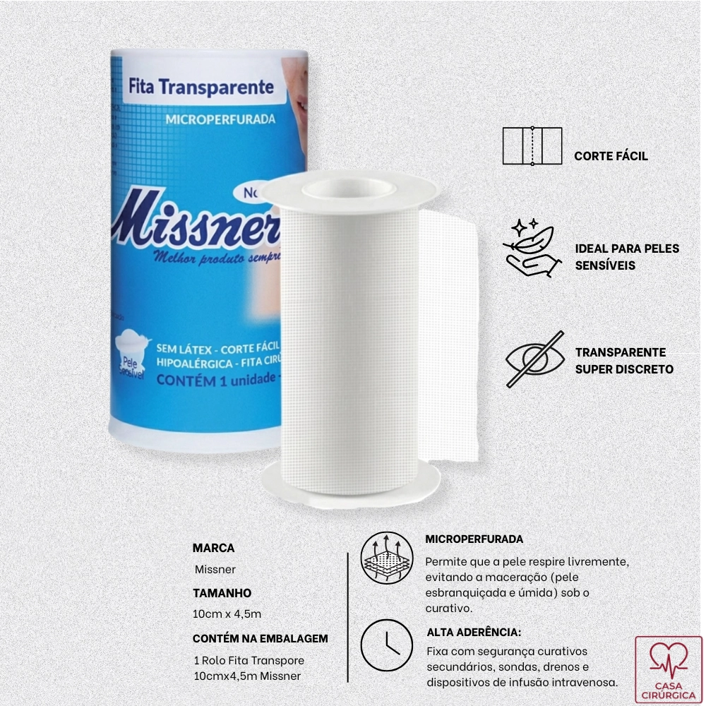 Fita Transparente Microperfurada 10cm x 4,5m Missner