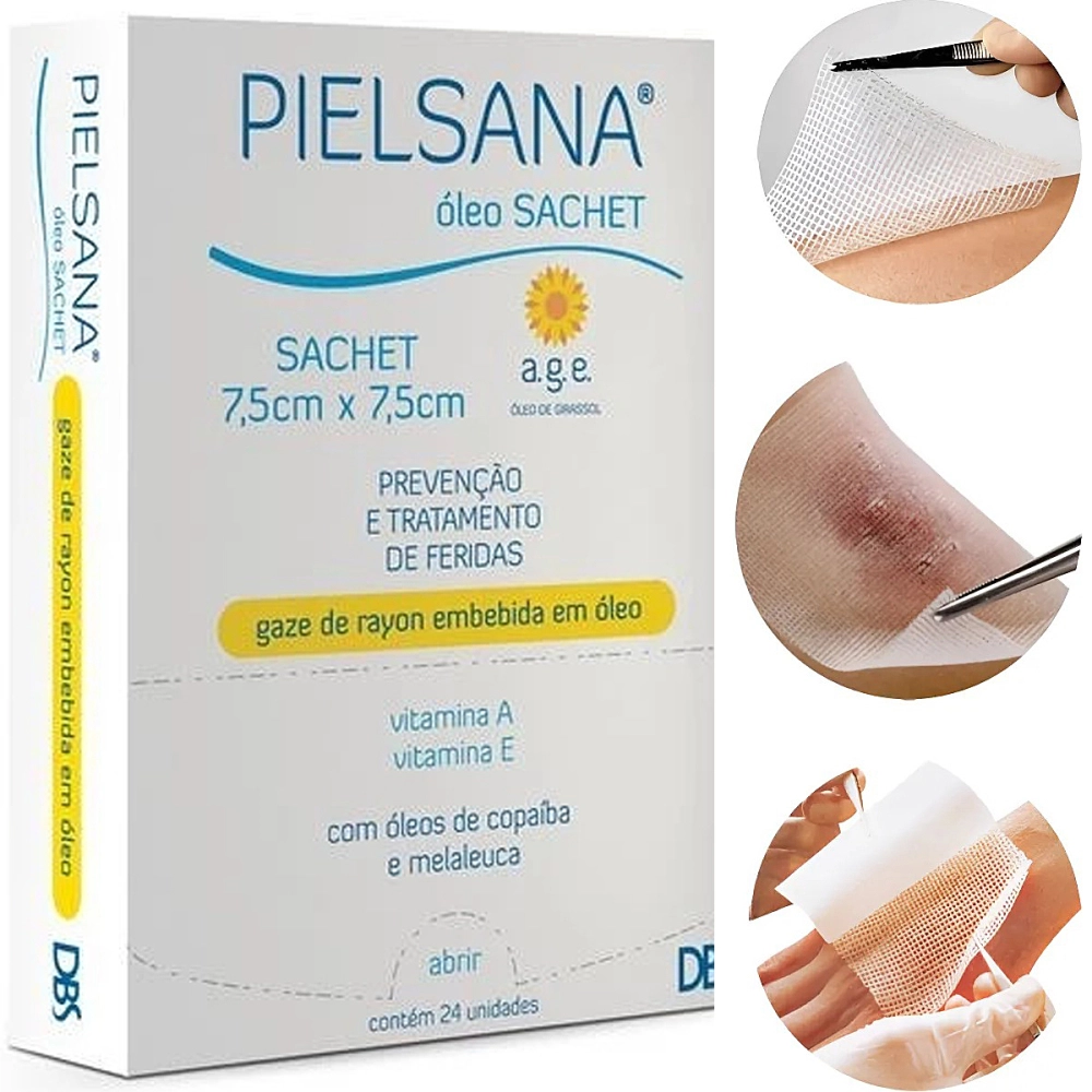Gaze De Rayon Curativo Sache Estéril Embebida Com Óleo De Girassol Copaíba Melaleuca Age Pielsana
