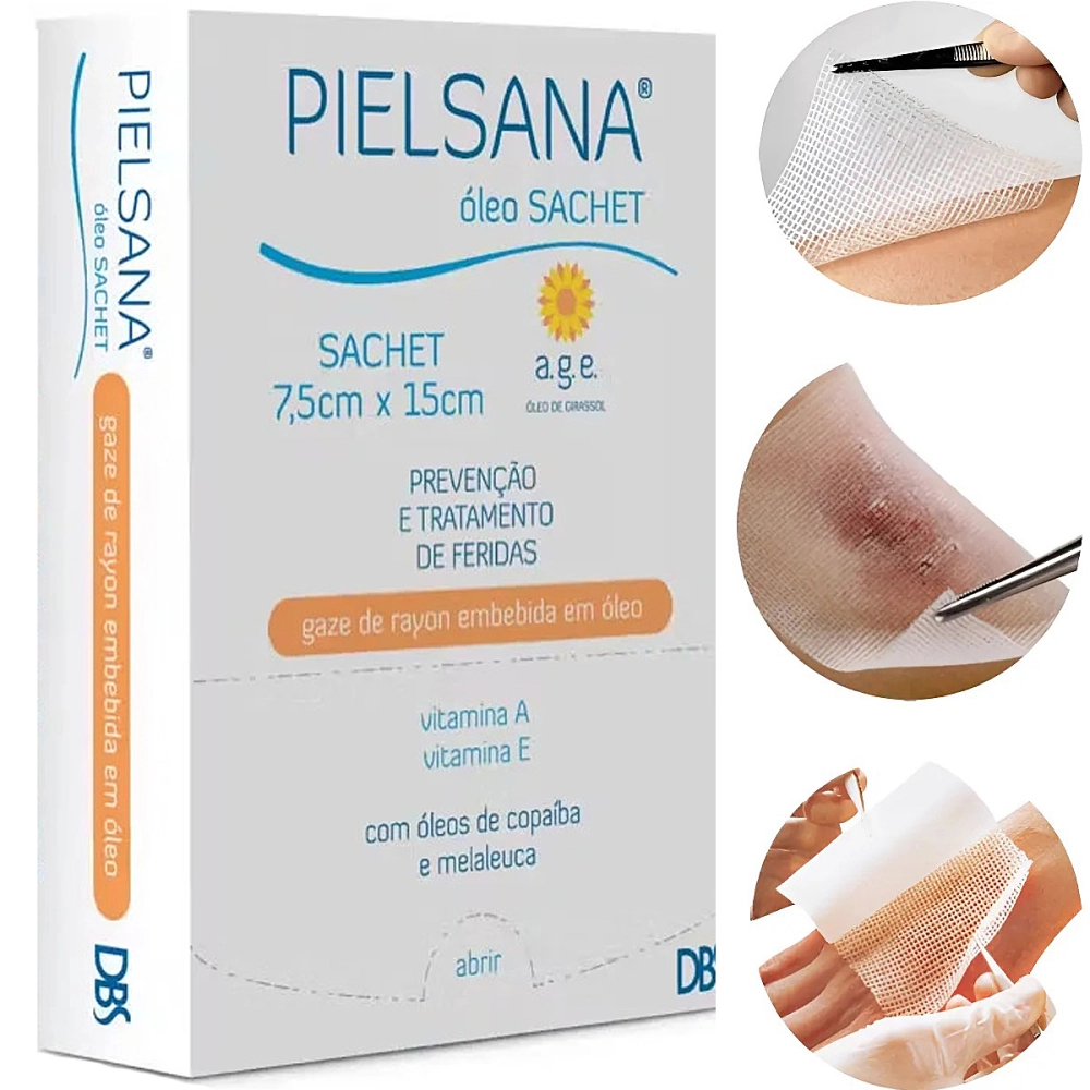Gaze De Rayon Curativo Sache Estéril Embebida Com Óleo De Girassol Copaíba Melaleuca Age Pielsana
