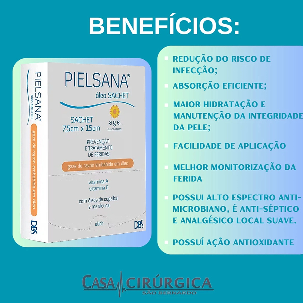 Gaze De Rayon Curativo Sache Estéril Embebida Com Óleo De Girassol Copaíba Melaleuca Age Pielsana