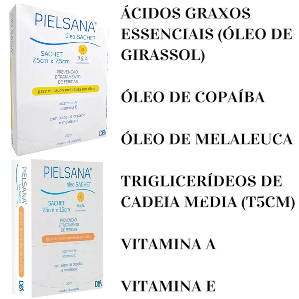 Gaze De Rayon Curativo Sache Estéril Embebida Com Óleo De Girassol Copaíba Melaleuca Age Pielsana