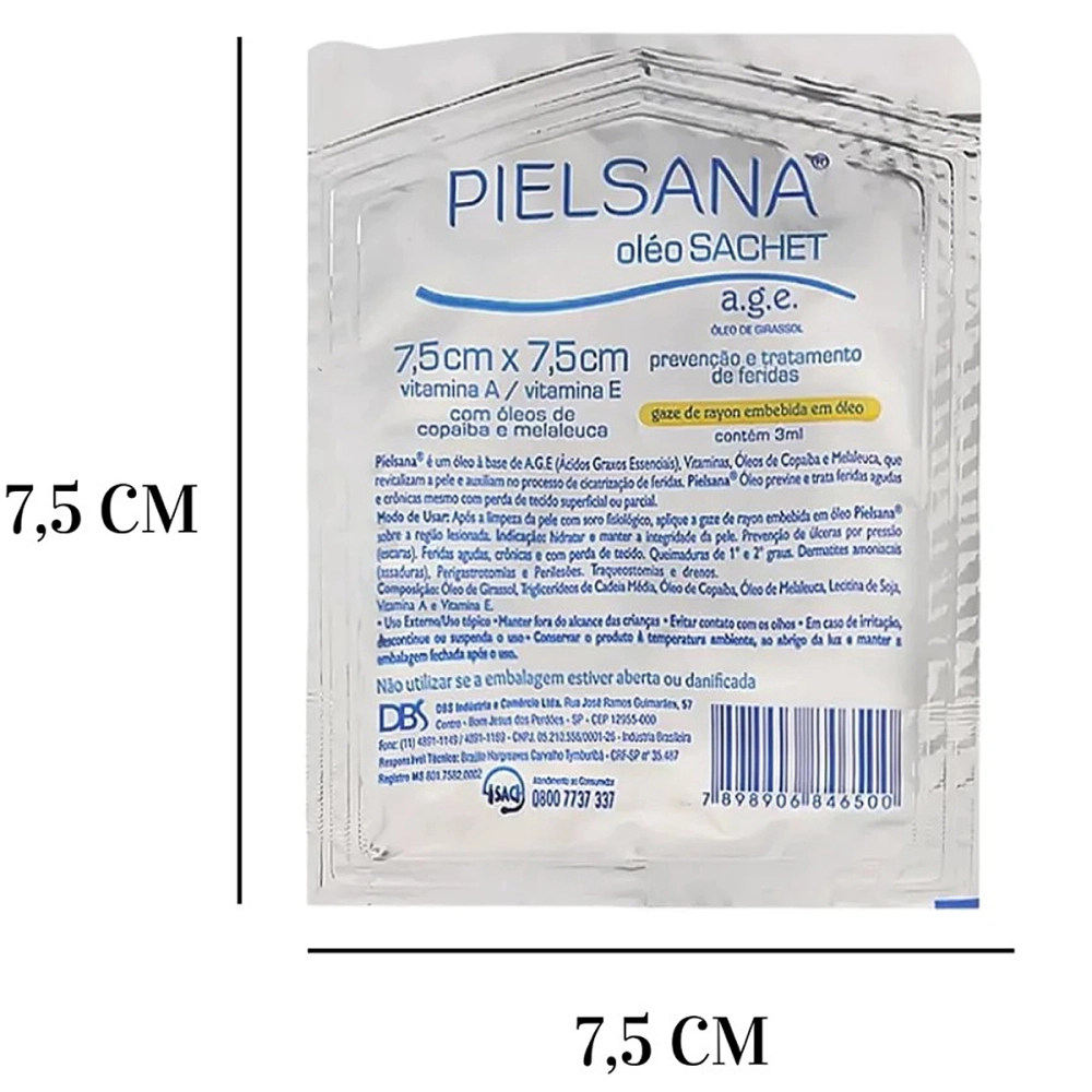 Gaze De Rayon Curativo Sache Estéril Embebida Com Óleo De Girassol Copaíba Melaleuca Age Pielsana