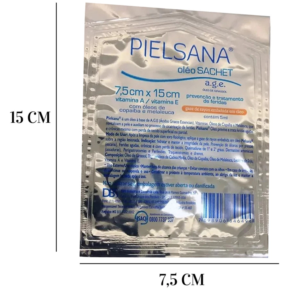 Gaze De Rayon Curativo Sache Estéril Embebida Com Óleo De Girassol Copaíba Melaleuca Age Pielsana