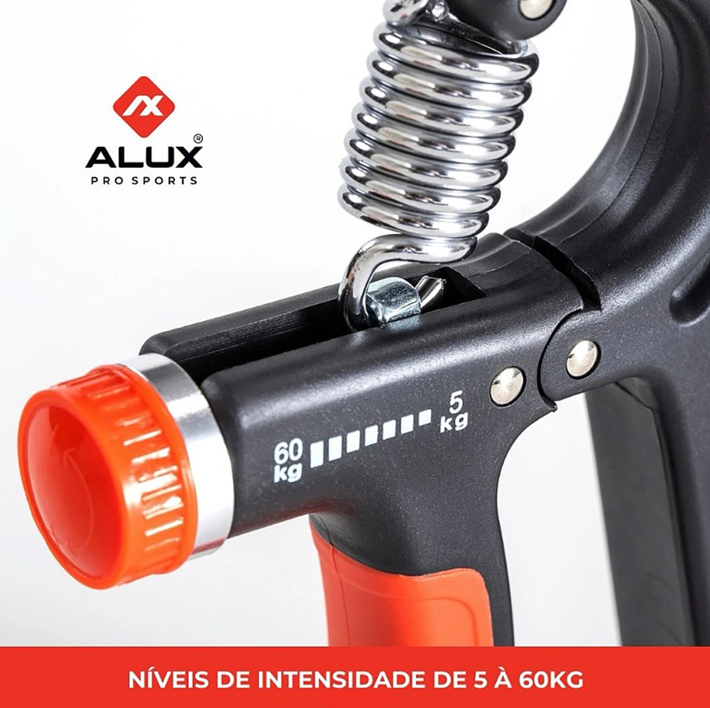 Hand Grip Com Mola Ajustável De Intensidade 5 A 60Kg Fortalecedor Antebraço Punho Fisioterapia Fitness Com Contador Alux