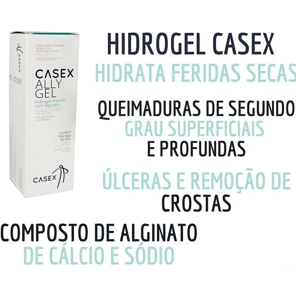 Hidrogel Pomada Hidratante Gel AllyGel Para Tratamento De Feridas Amorfo Curativo Com Alginato 85 Gramas Casex