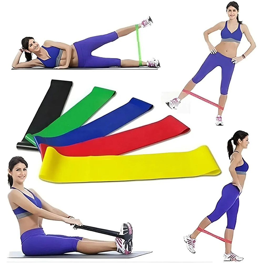 Kit 5 Faixas Elástica Treino Mini Super Band Fisioterapia Exercício Extensor Academia Alux
