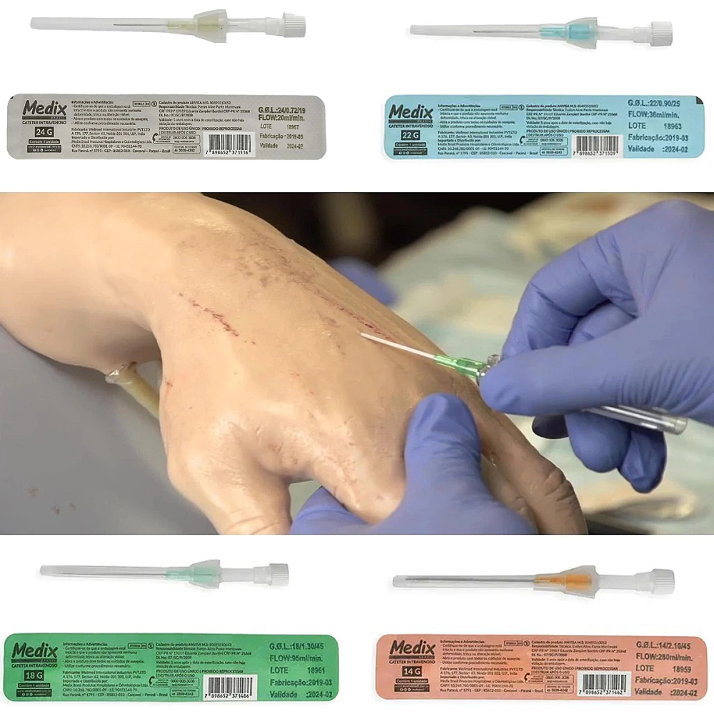 Kit Cateteres Intravenoso Periferico Body Piercing Esteril Para Infusoes De Media E Longa Duraçao Medix