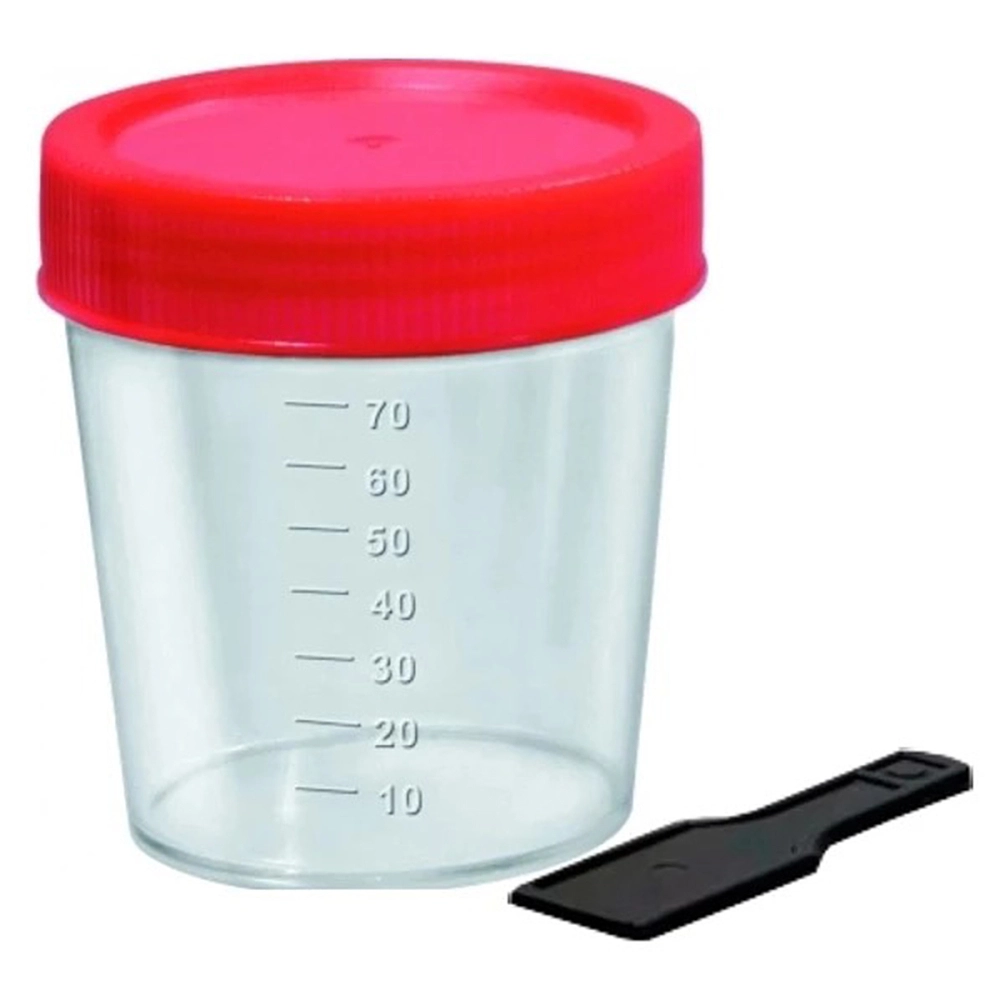 Kit Com 10 Coletores Com Tampo E Pá Para Fezes E Urina Universal Esteril Transparente 80 Ml Cralplast