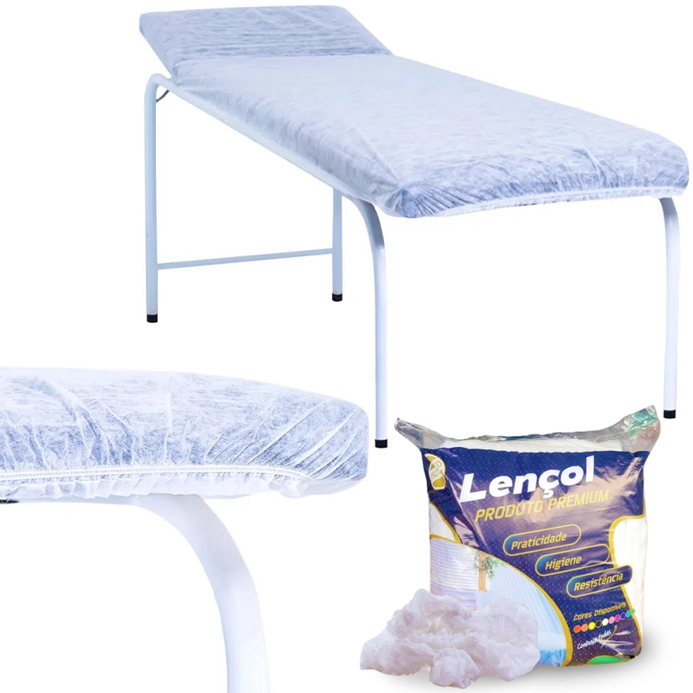 Lençol Descartavel TNT Com Elastico Premium 20gm Branco 210 x 90cm 10 Unidades Protdesc