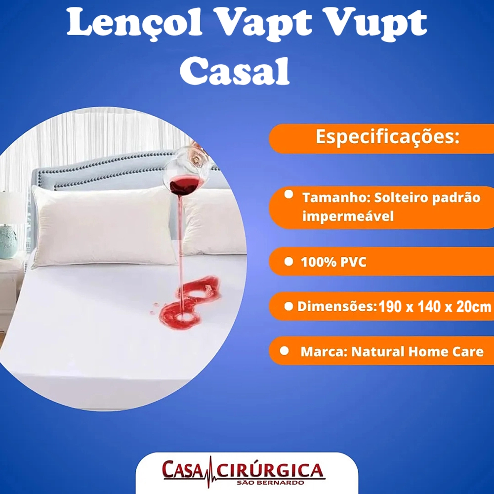 Lençol Impermeavel com Elastico Resistente a Liquidos Vapt Vupt Casal