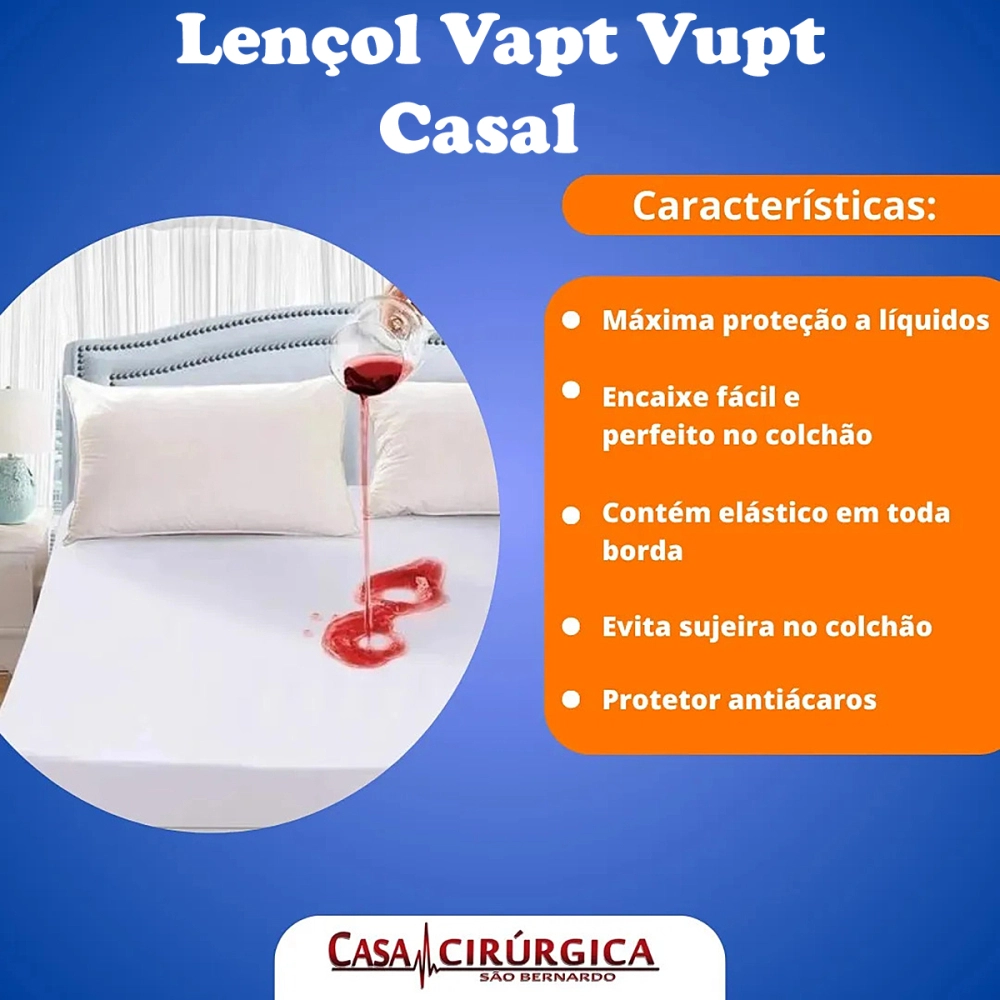 Lençol Impermeavel com Elastico Resistente a Liquidos Vapt Vupt Casal