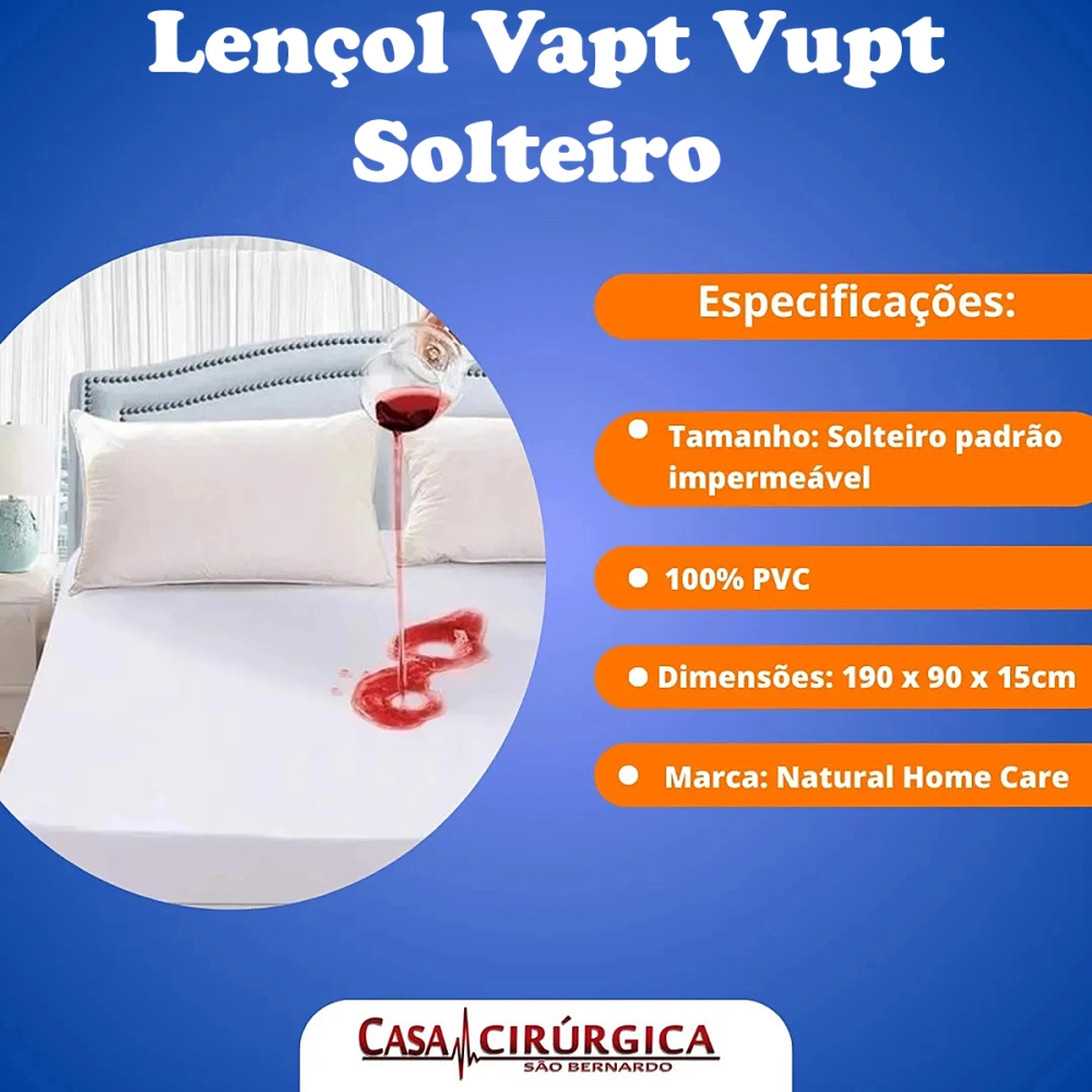 Lençol Impermeavel com Elastico Resistente a Liquidos Vapt Vupt Solteiro