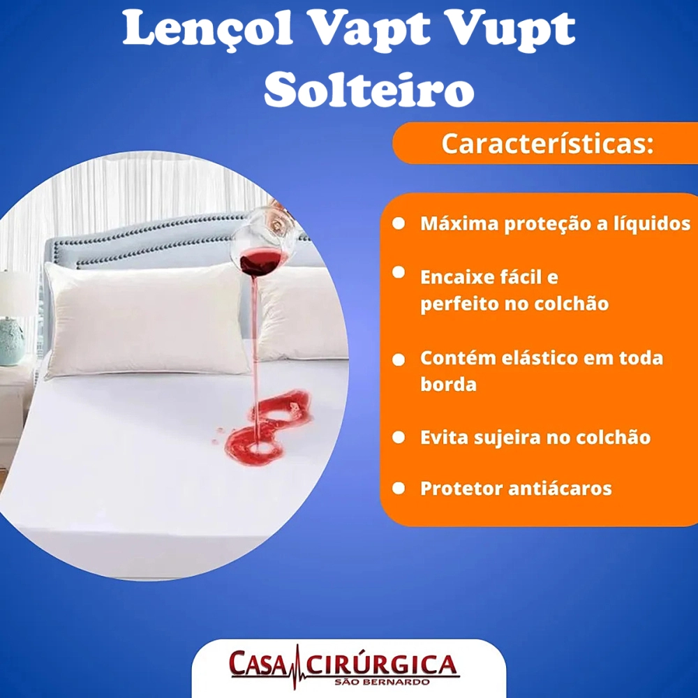 Lençol Impermeavel com Elastico Resistente a Liquidos Vapt Vupt Solteiro