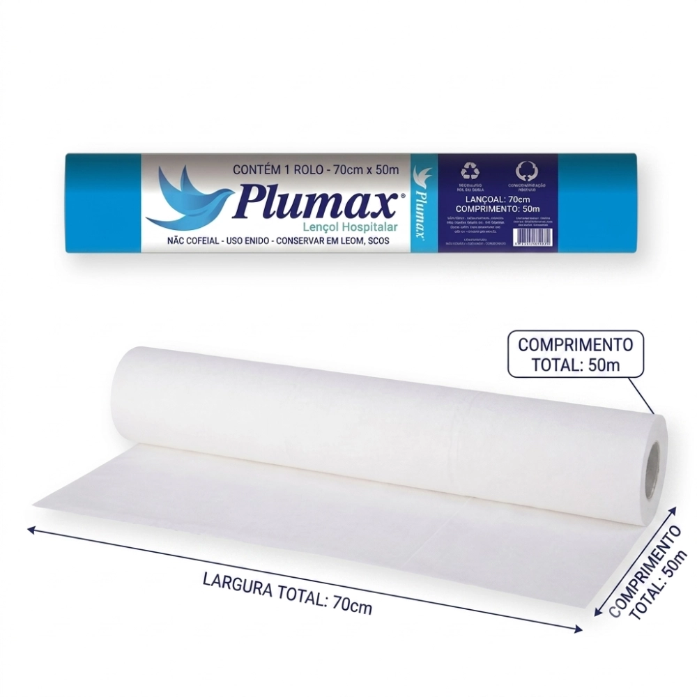 Lençol Descartavel Para Maca Rolo de Papel 70x50 Plumax