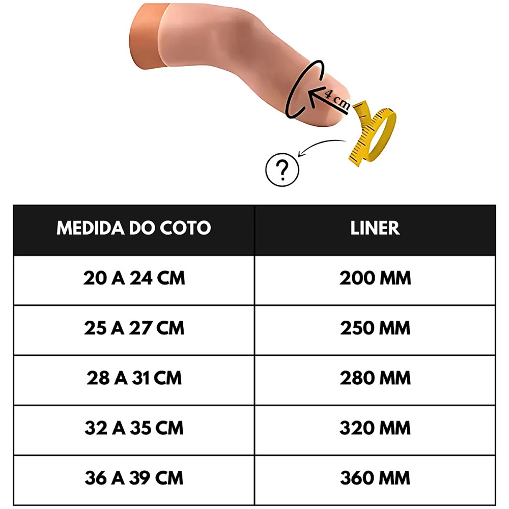 Liner De Silicone Ottobock Caleo 6Y92 Com Tecido Para Prótese Transtibial Sem Conexão
