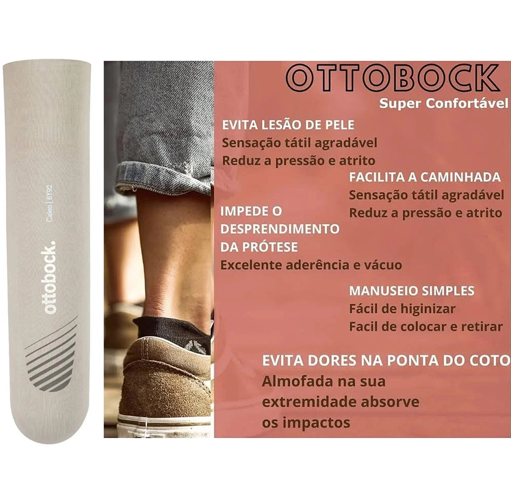 Liner De Silicone Ottobock Caleo 6Y92 Com Tecido Para Prótese Transtibial Sem Conexão