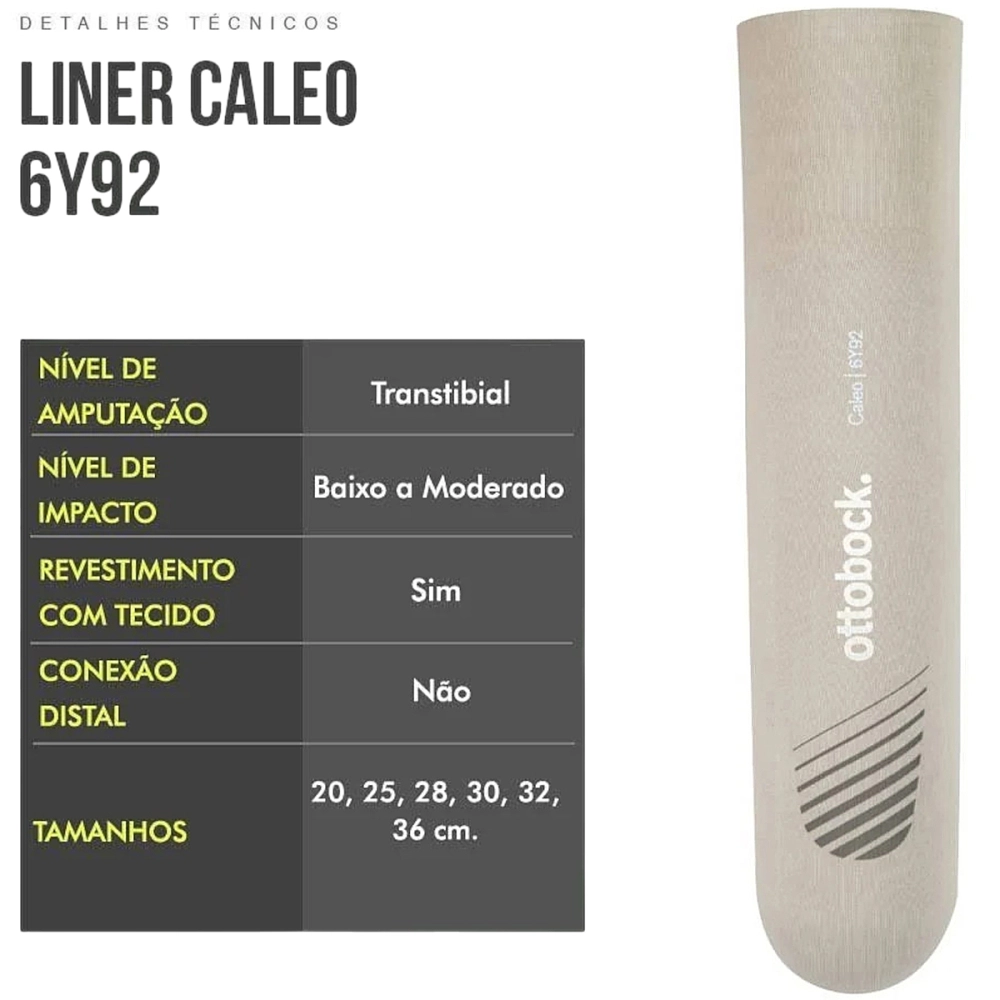 Liner De Silicone Ottobock Caleo 6Y92 Com Tecido Para Prótese Transtibial Sem Conexão