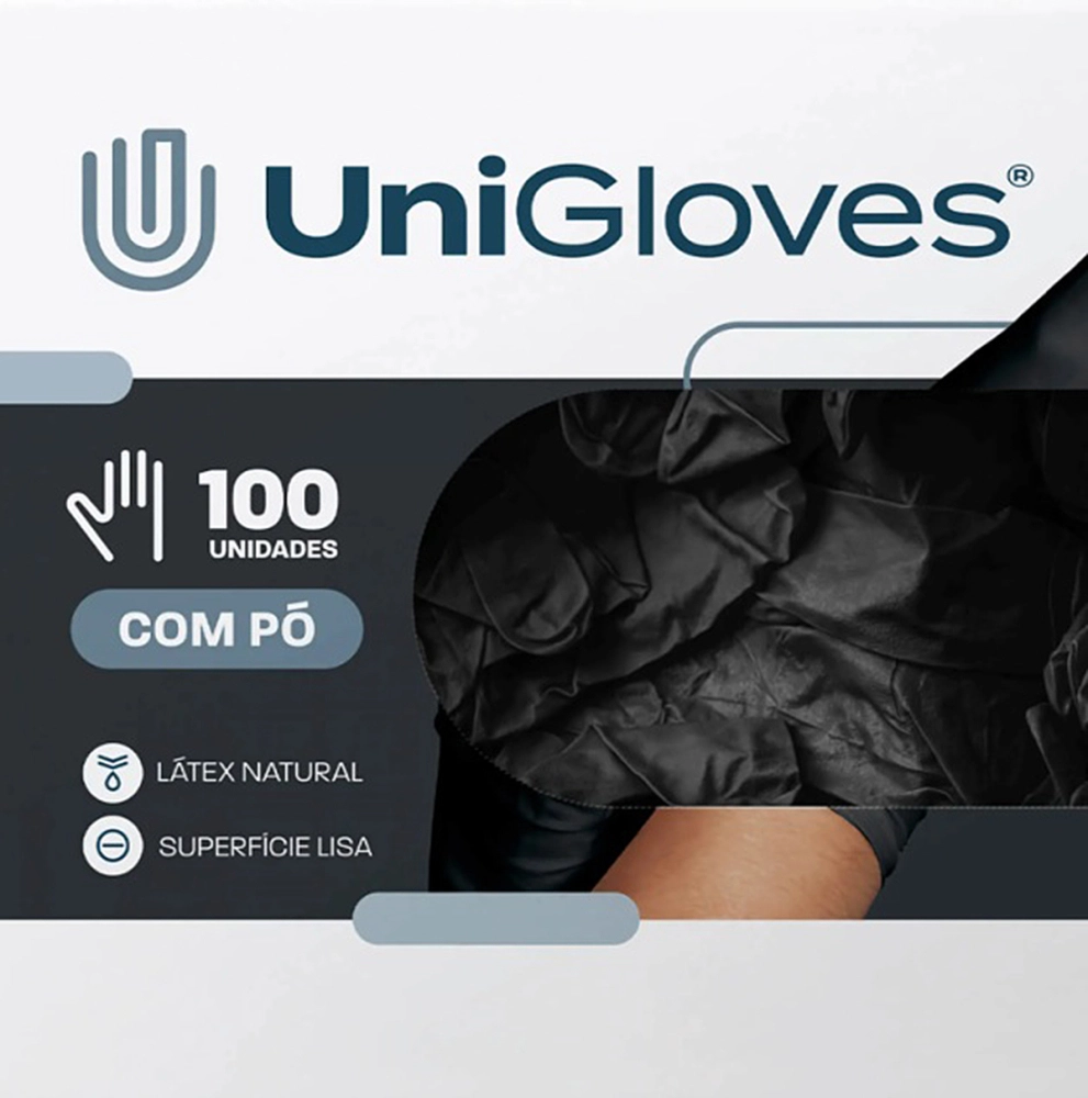 Luva Descartável Coloridas Resistente Para Procedimentos Látex Premium Com Pó Caixa Com 100 Unidades Unigloves