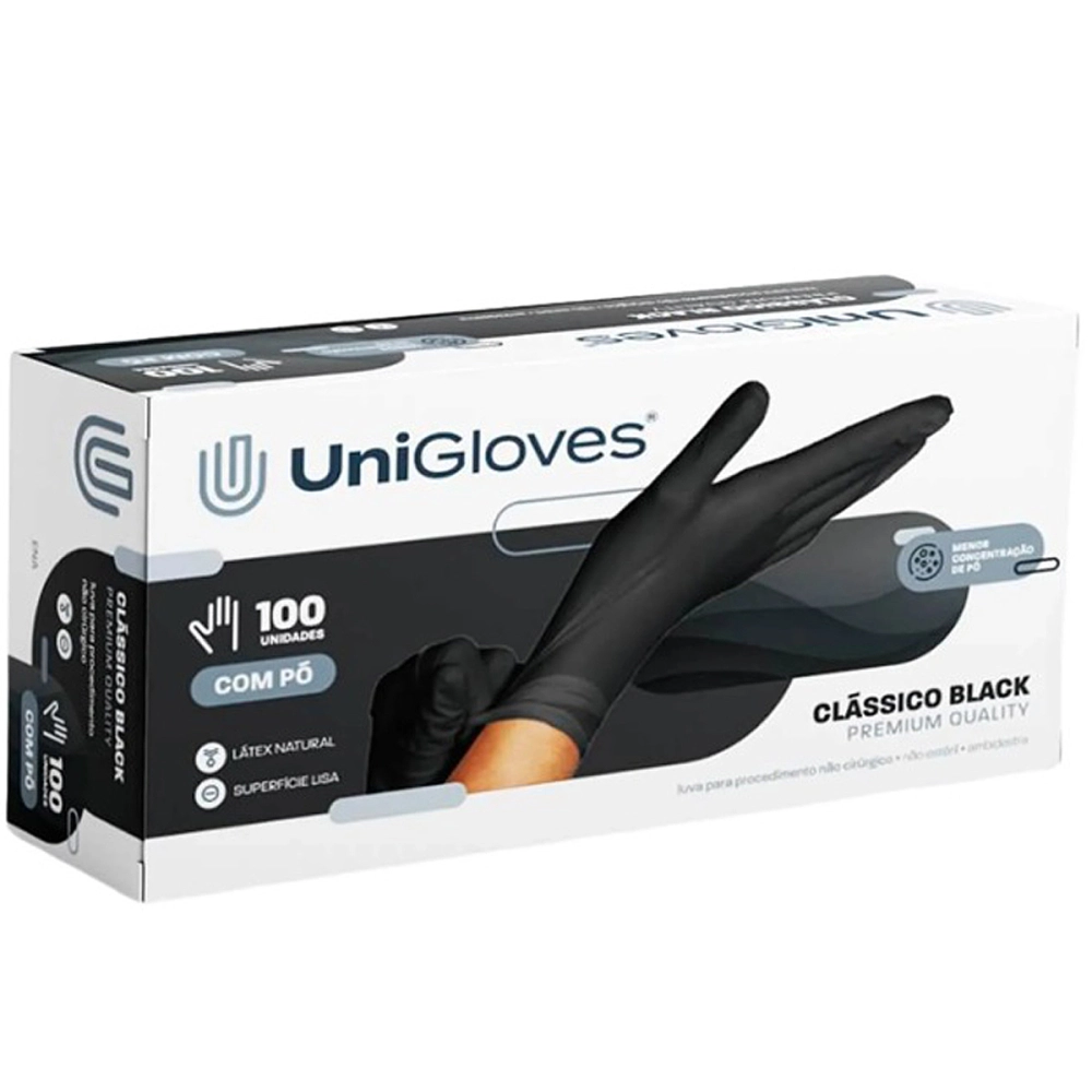 Luva Descartável Coloridas Resistente Para Procedimentos Látex Premium Com Pó Caixa Com 100 Unidades Unigloves