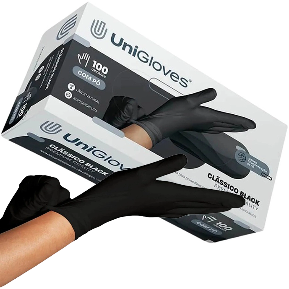 Luva Descartável Coloridas Resistente Para Procedimentos Látex Premium Com Pó Caixa Com 100 Unidades Unigloves