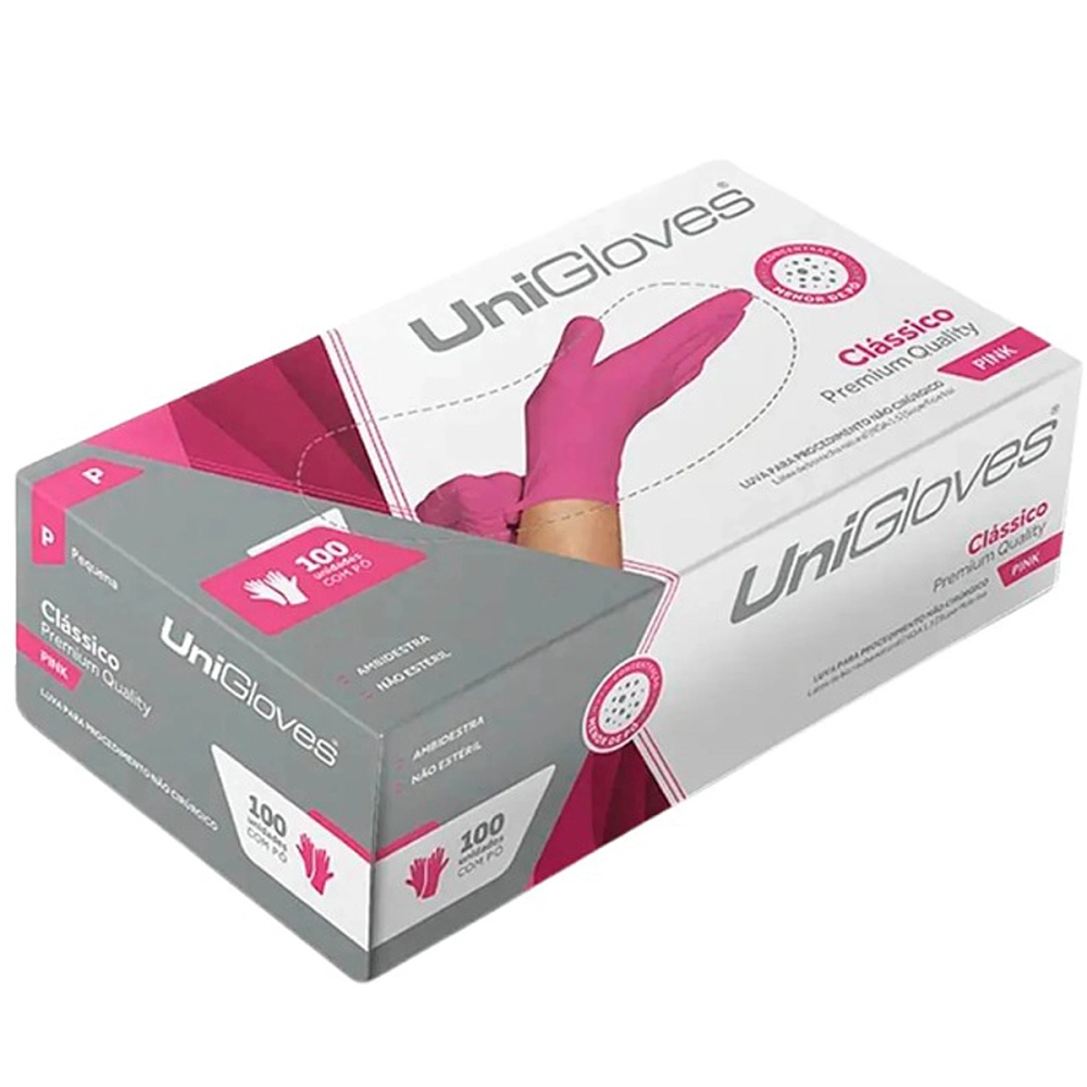 Luva Descartável Coloridas Resistente Para Procedimentos Látex Premium Com Pó Caixa Com 100 Unidades Unigloves