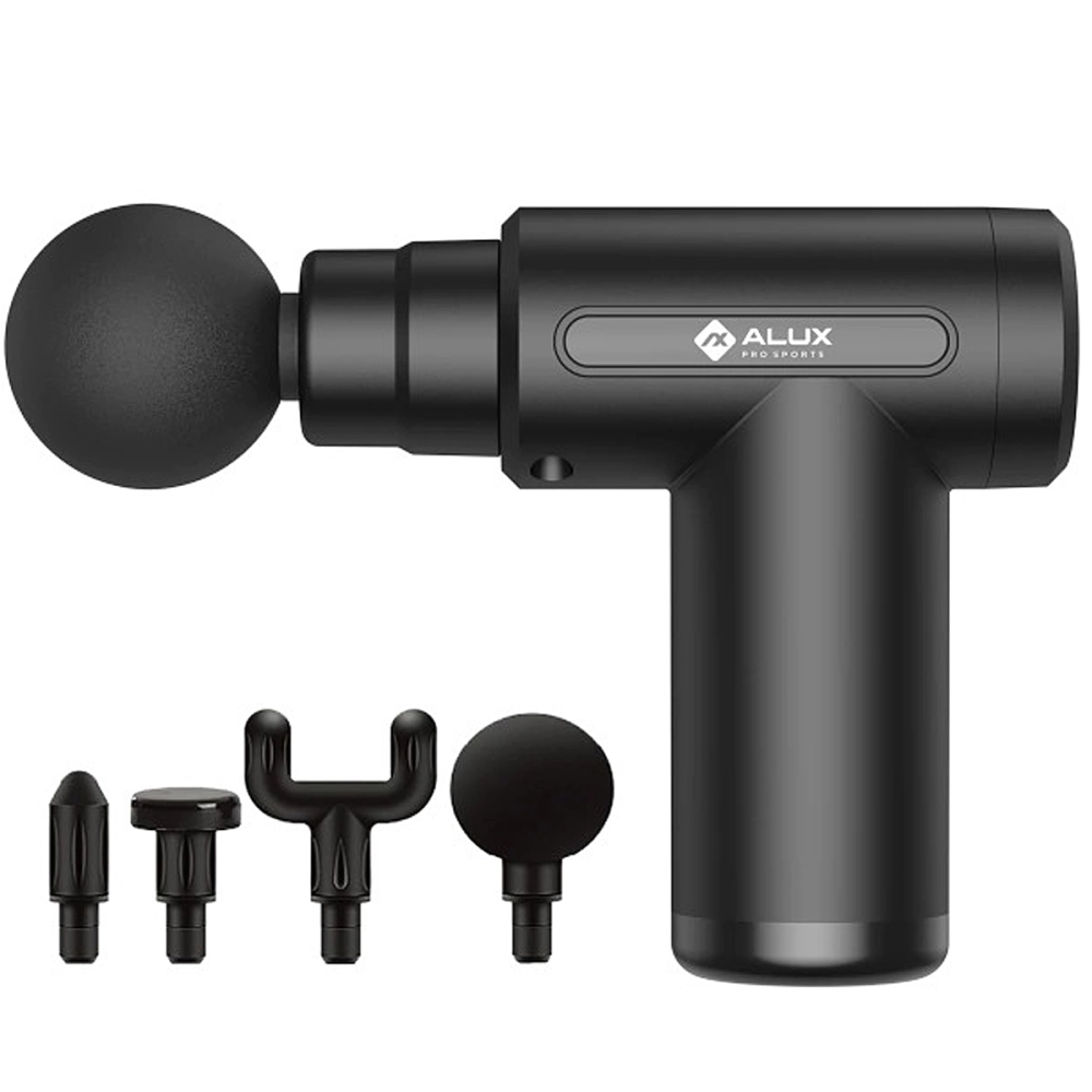 Massageador Recarregável Muscular Corporal Elétrico Pistola Massageadora Portátil Sem Fio Alívio Dor Relaxamento Liberação Miofascial Com 4 Ponteiras + Estojo Para Transporte Alux