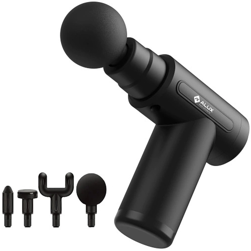Massageador Recarregável Muscular Corporal Elétrico Pistola Massageadora Portátil Sem Fio Alívio Dor Relaxamento Liberação Miofascial Com 4 Ponteiras + Estojo Para Transporte Alux