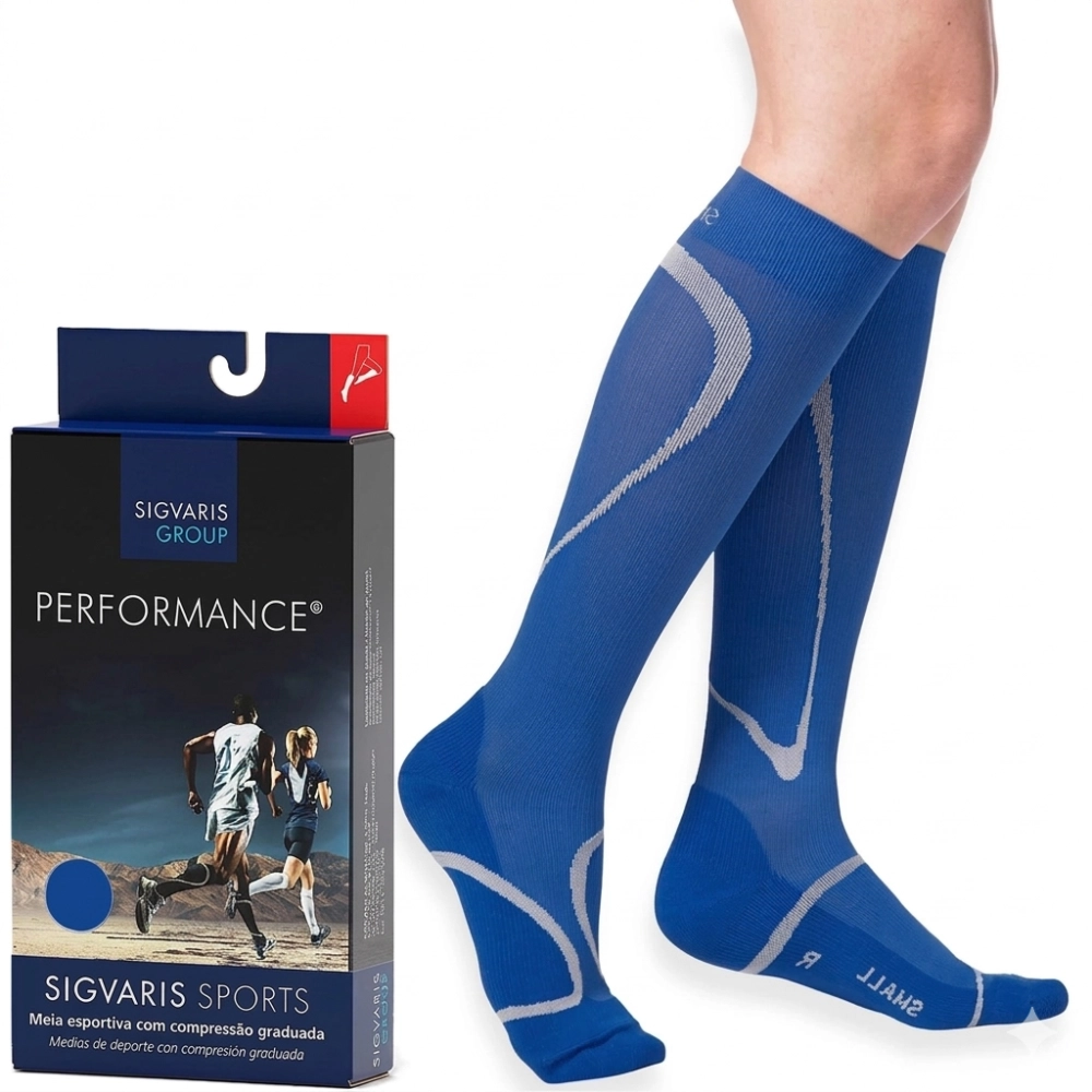 Meia de Compressão Esportiva Performance 20-30mmHg Azul Sigvaris