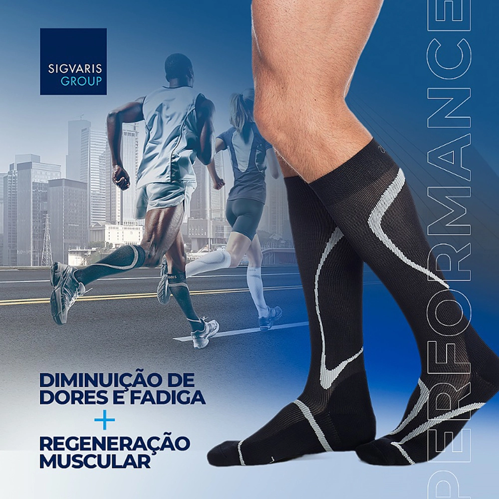 Meia de Compressão Esportiva Performance 20-30mmHg Unissex Graduada Para Corrida e Atividades Física Sigvaris